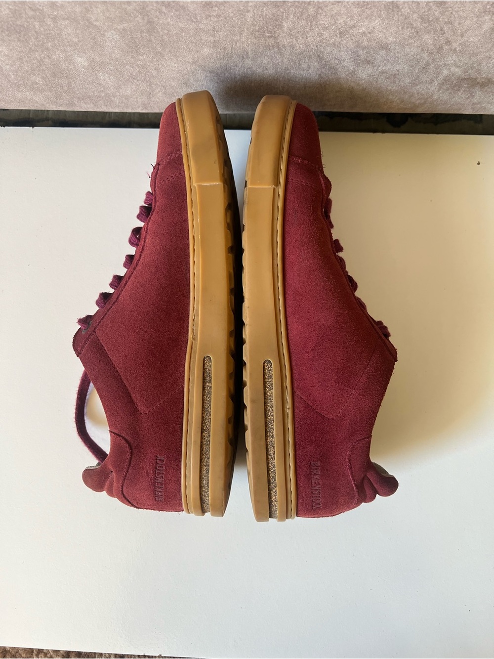 Birkenstock Burgundy Suede Sneakers with Gum Sole - Picture 2 of 7